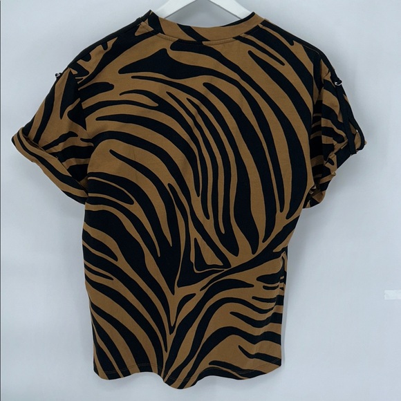 3.1 Phillip Lim Tiger StripeT-Shirt Black and Brown Small - Picture 4 of 8